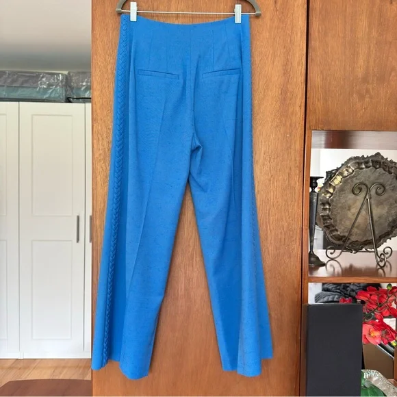 Veronica Beard Dove Woven Wide-leg Pants Blue 4 - Picture 5 of 15
